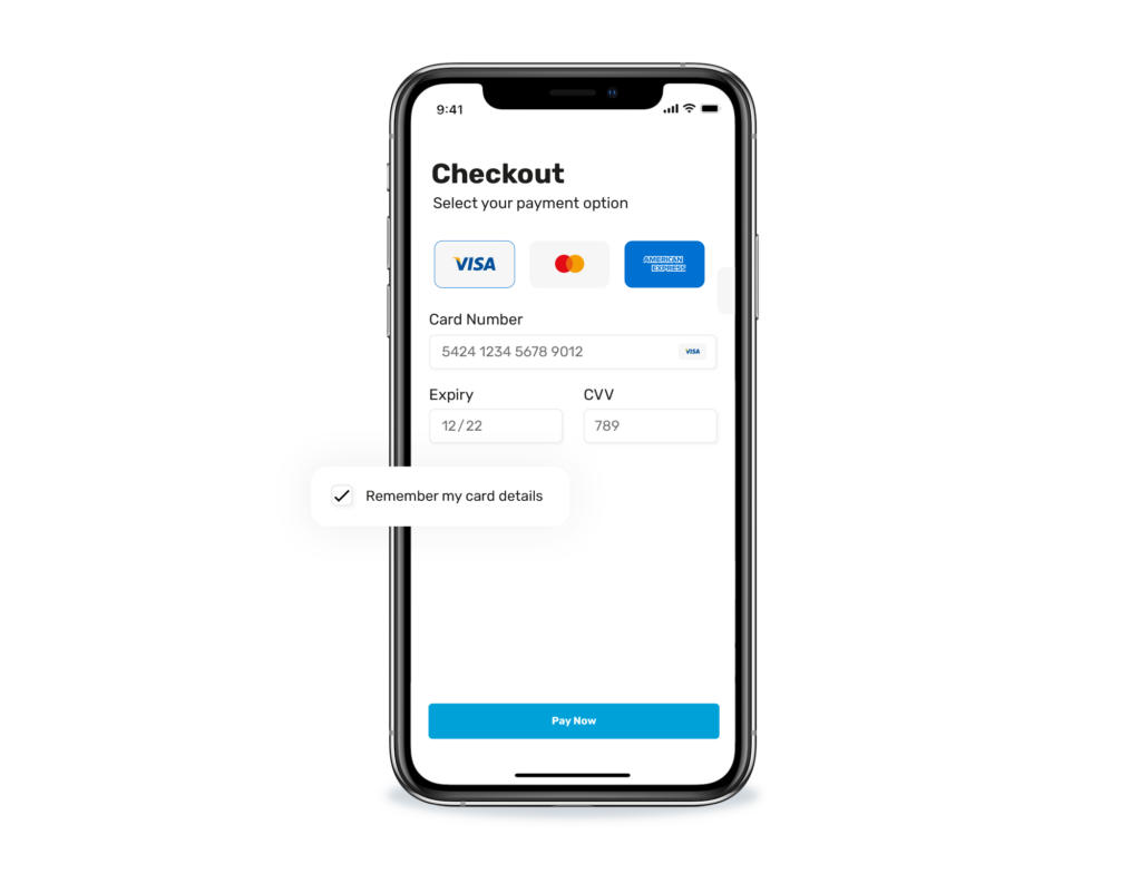 Mobile checkout page with remember my details function