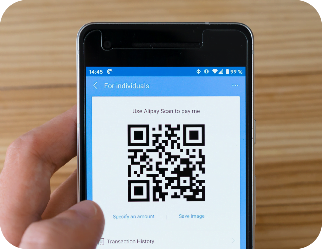 QR code to scan on a mobile to make a payment via Alipay