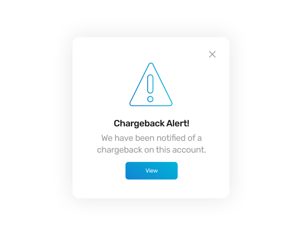 Example of a chargeback alert notification