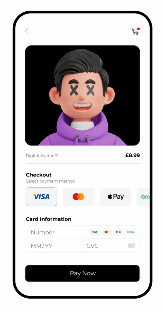 Checkout from a gaming marketplace selling an avatar, with multiple APM options