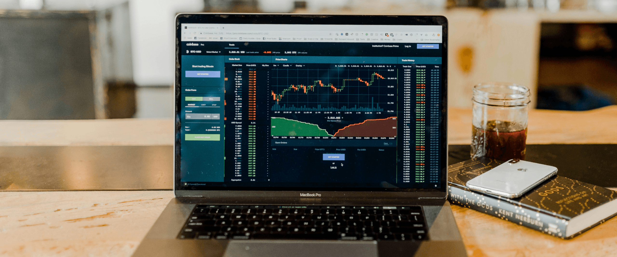 Laptop screen showing a trading platform
